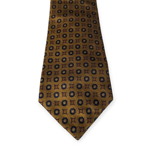 Land's End Gold & Navy Men's Silk Tie - Picture 1 of 6